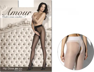 Produktbild von Weiße Damenstrumpfhose mit glänzendem Schrittloch Weiß 1-2