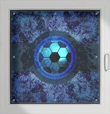 Produktbild von Wallario Lichtschutzbild, Dekorativer Sichtschutz Sonnenschutz 96 x 100 cm mit Motiv: Fußball Design - Abstraktes Muster in blau - Verdunklung ohne Bohren