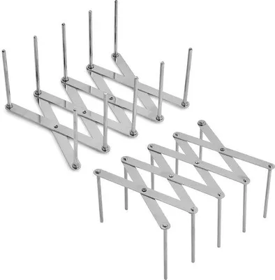 Image de Ibenzoa® : Lot de 2 supports réglables en acier inoxydable pour étagères et cuisine, couleur argent, dimensions 5,5–48,7 cm, 13×8×5,5 cm