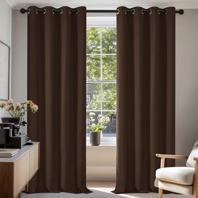 Obrázok produktu pre Záclony na zatemnenie, ochrana proti chladu, neprehľadné, 245 x 140 cm, tmavohnedé, sada 2 kusov