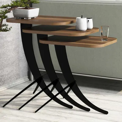 Produktbild von Skye Decor, Pion - Walnut, Beistelltische, Satztisch (3-teilig), Nussbaum, 35 x 45 x 60 cm