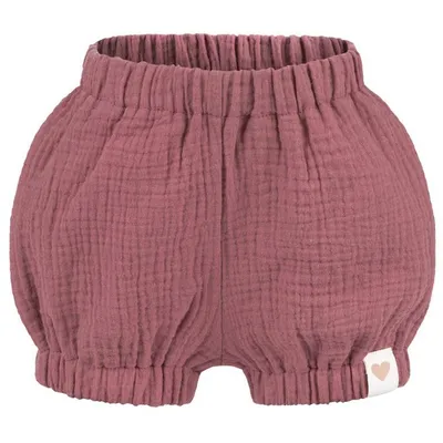 Produktbild von Baby Kinder Musselin Shorts Kurze Hose Uni Pumphose Bloomer Sommerhose, Bordeaux, Gr. 86/92