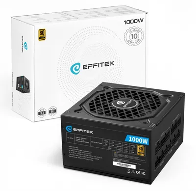 Produktbild von EFFITEK Netzteil 1000W Gold ATX 3.1, PCI 5.1 Modularer Kabel
