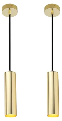 2er-Set Aluminium-Hängeleuchten 20 cm, GU10, gold, verstellbares Kabel