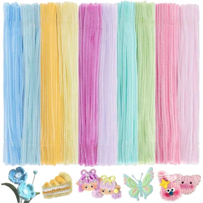 Chenilledraht-Set, 500 Stück, 10 Pastellfarben, 30 cm lang, 8 mm dick, für DIY
