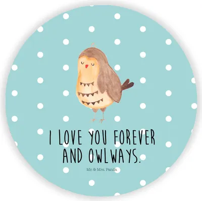 Produktbild von Mr. & Mrs. Panda magnet Eule Zufrieden - Türkis Pastell - Geschenk, Müde, für kühlschrank, Wortspiel, pinwand, Owl, Liebesspruch, Kühlschrankmagnet, pinnwand, haftmagnet