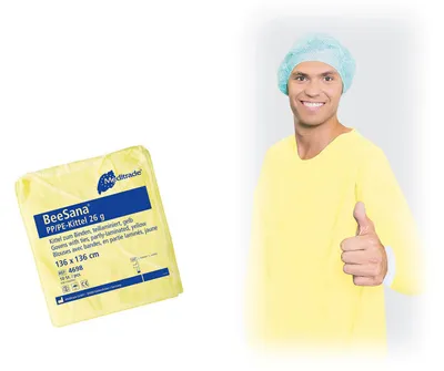 Immagine prodotto di Meditrade® 4698 Meditrade® unisex Schutzkittel BeeSana® gelb Größe 136 10 St.