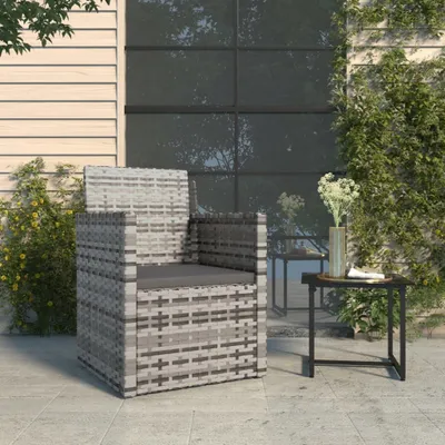 Produktbild von "2026 Promotion" Gartensessel mit Kissen Grau Poly Rattan - Gartenstühle CC22048