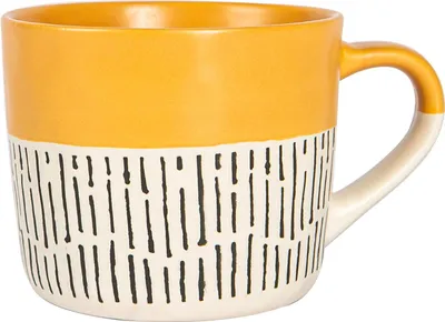 Produktbild von Nicola Spring Keramik-Kaffeetasse „Dipped Dash“ – 475 ml – Senf
