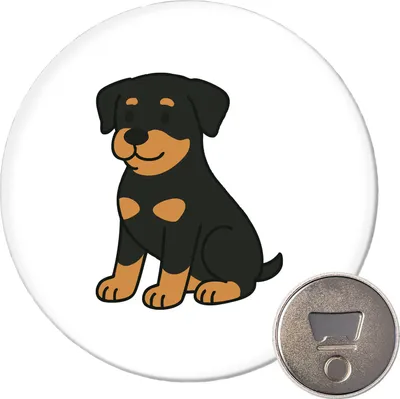 Produktbild von Huuraa Magnet Rottweiler Rotti Comic 59mm Kühlschrankmagnet rund Flaschenöffner Geschenkidee