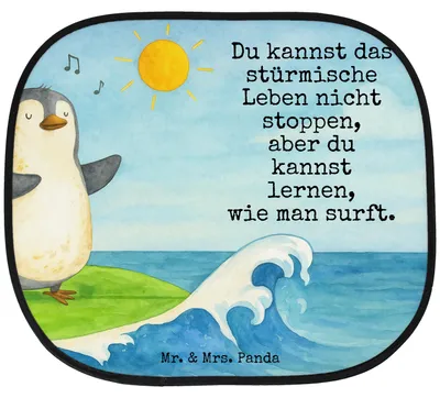 Produktbild von Mr. & Mrs. Panda Sonnenschutz Auto Pinguin Surfer Design - Weiß - Geschenk, Fenster, saugnapf, Surfen, Optimistisch, Fürs, Urlaub, Portugal, Autoscheibe, Wellen, Pinguine