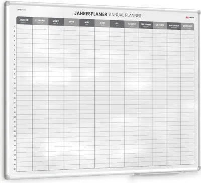 Produktbild von ALLboards Magnetischer Jahresplaner 120x90cm für Jahresplanungen, einfach zu beschreiben Jahresplaner Wandkalender Memoboard Magnettafel auf Deutsch