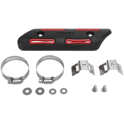 Image de Housse isolante de protection thermique pour pots d'échappement de motos 4 temps, de quads, de véhicules utilitaires tout-terrain (UTV) et de véhicules tout-terrain, rouge