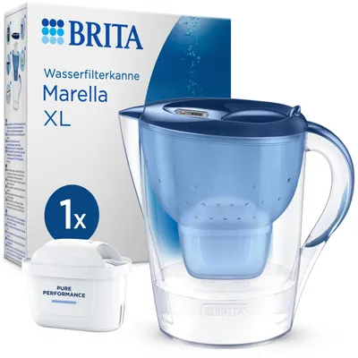 Imagen del producto de Jarra filtrante para agua Brita Marella XL, color azul, 3,5 litros, incluye cartucho MX Pro (paquete de 1 unidad)