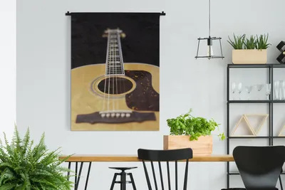 Produktbild von MuchoWow® Wandteppich Wandbehang Eine liegende akustische Gitarre 120x160 cm Tapisserie Dekoration Wandtuch - Wohnzimmer - Moderne