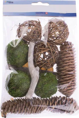 Produktbild von Glorex Potpourri Zapfen Rattankugeln braun grün