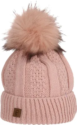 Immagine prodotto di Faera cappello invernale caldo foderato in Pelliccia sintetica bobble hat lavorato a maglia modello foderato in pile cappello invernale lavorato a maglia beanie hat signore uomini taglia unica rosa