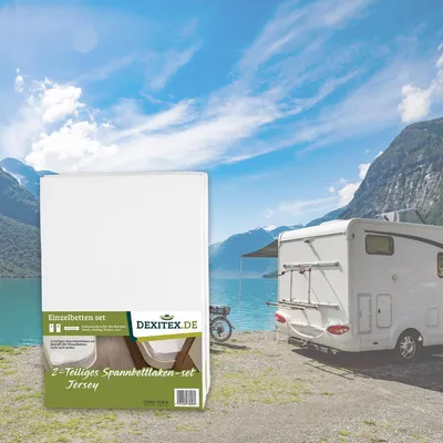 Produktbild von Dexitex Spannbettlaken Set 2-teilig für Einzelbetten im Wohnwagen und Wohnmobil, 2× Spannbettlaken, Weiß, 70–85 × 190–210 cm, 100% Baumwolle