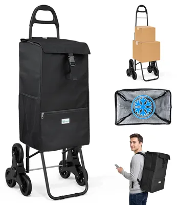 Produktbild von VOUNOT® Einkaufstrolley Klappbar mit 6 Räder und Kühlfach, Treppensteiger, 40L