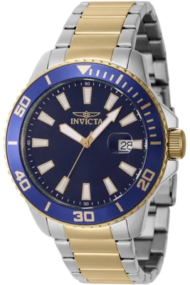 Obrázek produktu pro Invicta Pro Diver 46071 Pánské Hodinky - Quartz Hnutí - Nerezová Ocel s Modrým Ciferníkem - 45 mm