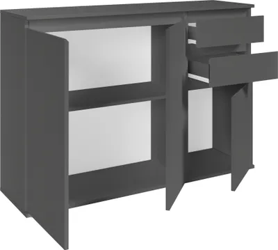 Zdjęcie produktu dla Sideboard >Brest< 3 Türen, 2 Schübe, in anthrazit - 119x84x35cm (BxHxT)