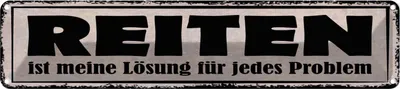 Produktbild von vianmo Blechschild 10x46 cm Reiten Lösung für jedes Problem Spruch Zitat