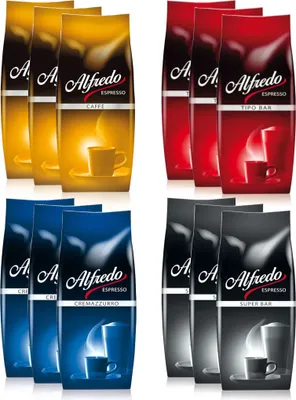 Produktbild von Kaffee-Sparpaket ALLE SORTEN von Alfredo Espresso, 12x1000g Bohnen