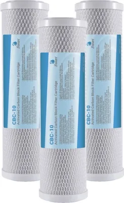 Produktbild von Bellerofonte 3x CTO Carbon Block Wasserfilterpatronen für Trinkwasser, Umkehrosmoseanlagen, passend für alle 10 Zoll Filtergehäuse 5 Micron Filtergewebe