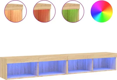 Produktbild von vidaXL TV-Schränke mit LED-Leuchten 2 Stk. Sonoma-Eiche 100x30x30 cm