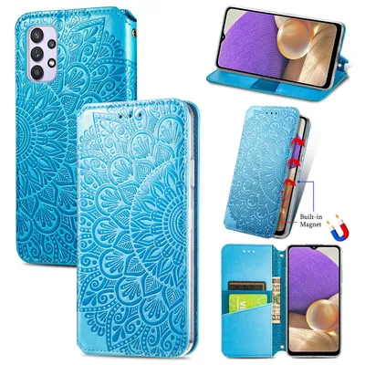 Image de Coque de téléphone portable pour Samsung Galaxy A32 5G - Étui de protection, coque portefeuille, coque 360°, étui - Bleu