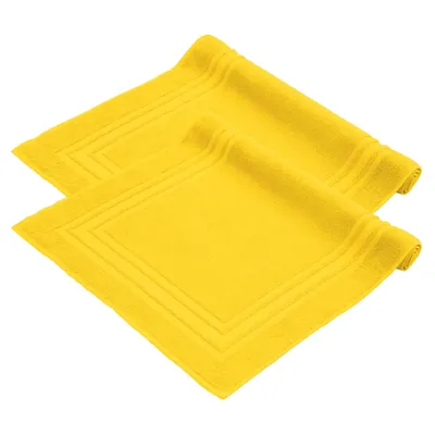 Produktbild von Komfortec Badvorleger Set 2 Teilig, Waschbar Duschmatte & Badteppich, 600 g/m² &100% Baumwolle, Saugfähig & Schnelltrocknend, 50 x 70 cm, Gelb
