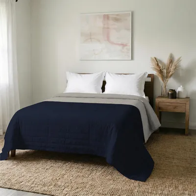 Immagine prodotto di Coperta leggera per letto matrimoniale, nei colori grigio e blu