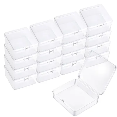 Productafbeelding van Opbergboxen met deksel - Set van 25 stuks - Voor het sorteren van knutselmaterialen en sieraden - Transparant - 6,5 x 6,5 x 2 cm