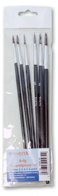 Produktbild von Aquarellpinsel-Set 6-teilig Größe 2-3-4-5-6-8, schwarz,