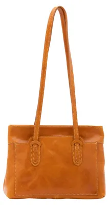 Imagen del producto de Bolso de hombro para mujer, de cuero genuino Vacchetta, con cremallera, fabricado en Italia