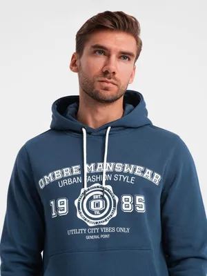 Imagen del producto de Sudadera con capucha para hombre, color azul oscuro, talla L