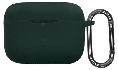 Obrázek produktu pro Ochranné pouzdro kwmobile pro Marshall Motif II ANC – silikonové pouzdro z TPU pro nabíjecí pouzdro sluchátek – nárazuvzdorné pouzdro s karabinou – tmavě zelené