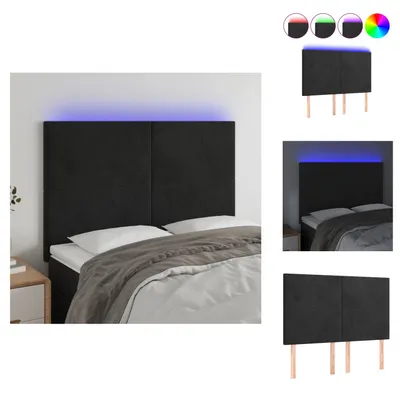 Produktbild von vidaXL LED Kopfteil Schwarz 144x5x118/128 cm Samt -  Kopf- & Fußenden