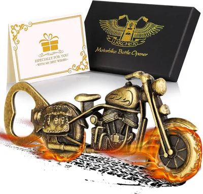 Productafbeelding van Bierflesopener - Bronzen motorfiets cadeau voor biker hem of haar - Vader echtgenoot vriend