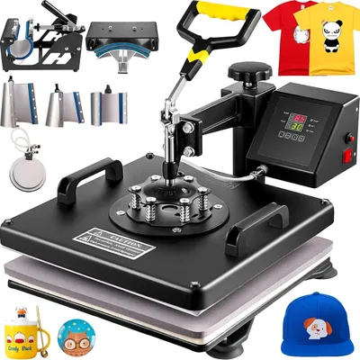 Imagen del producto de Transferpers 8 en 1, plancha de calor multifunción de 38x38 cm, 1250W, digital, con control de temperatura