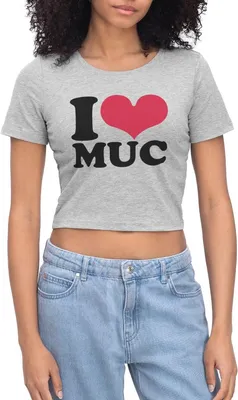 Produktbild von Spreadshirt I Love MUC München Herz Crop Top, M, Grau meliert