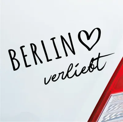 Produktbild von Auto Aufkleber Berlin verliebt Herz Stadt Heimat Liebe Car 19x9 cm Schwarz Matt Sticker Heckscheibenaufkleber