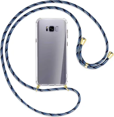 Produktbild von Handykette Backcover-Schutzhülle mit Band (Metall goldfarben) für Samsung Galaxy S8 Plus - Blautöne