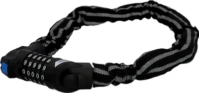 Immagine prodotto di FISCHER lucchetto per bicicletta con strisce riflettenti, lucchetto a catena 80 cm lucchetto a combinazione con rullo a 5 combinazioni per 100.000 combinazioni Rullo illuminato
