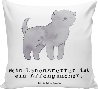 Produktbild von Mr. & Mrs. Panda Sofa Kissen Affenpincher Lebensretter - Weiß - Geschenk, Kuschelkissen, für, Kuschel, Zierkissen, 40x40