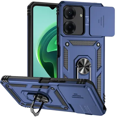 Obrázek produktu pro Pouzdro pro Xiaomi Redmi 13C /Poco C65 dvouvrstvé pouzdro s posuvným krytem kamery a prstencovým stojánkem modré