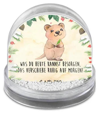 Produktbild von Mr. & Mrs. Panda Schneekugel Weihnachten Quokka Happy - Naturpapier - Geschenk, Verschieben, schnee kugel, wasserkugel, Aufschieberitis, Lustige Sprüche, Niedliches Tier