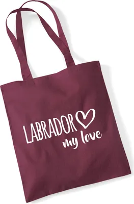 Produktbild von Huuraa Jutebeutel Labrador my love 10 Liter Burgundy Baumwolle Tasche Geschenkidee