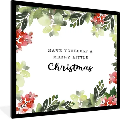 Produktbild von MuchoWow® Gerahmtes Poster Weihnachten - Zitat - Aquarell 40x40 cm - Poster mit Schwarzem Bilderrahmen Wandposter Rahmen Foto Bilder - Mit Rahmen - Wanddekoration Schlafzimmer
