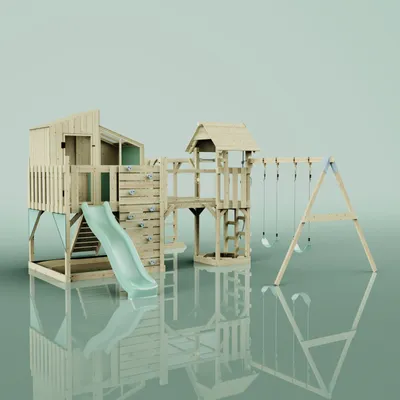 Produktbild von OutdoorToys Spielturm Emma aus Holz in Grün Kinderschaukel